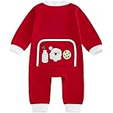 Merqwadd Baby Christmas Outfit Boy Girl Santa Cookies Zipper Onesie Infant Christmas Romper Jumpsuit