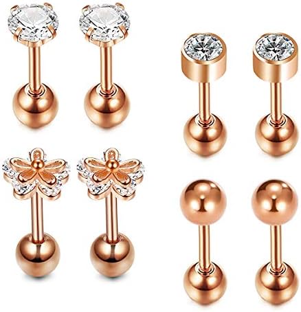 Zolure 16G Helix Cartilage Tragus Earring Stainless Steel CZ Diamond Ear Piercing Jewelry