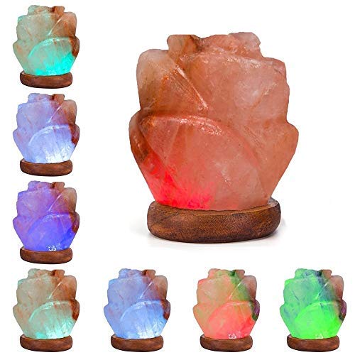 Niubity Himalayan Pink Natural Salt Lamp,USB Wooden Base Himalayan Crystal Rock Salt Lamp Air Purifier Night Light (Rose)