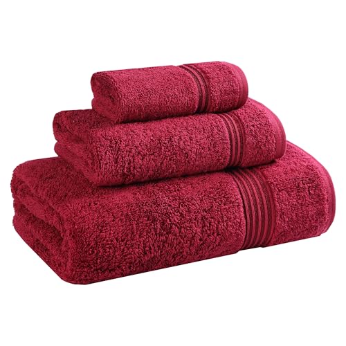 SUPERIOR Egyptian Cotton 3-Piece Towel Set, Basic Towels for Bathroom, Home Dec…
