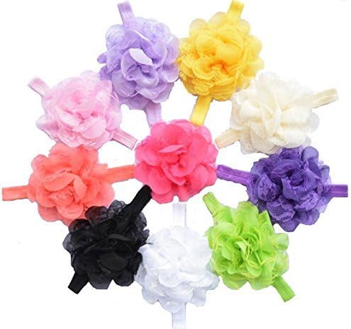 QS Baby Girl's Headbands Chiffon Hair Flower by QS