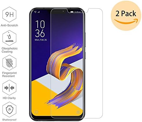 2 Pack Screen Protector for Asus Zenfone 5 ZE620KL, IJIA Tempered Glass Screen Protector Film Bubble Free Anti-Oil Fingerprint HD Ultra Clear Screen Film for Asus Zenfone 5 ZE620KL (6.2")