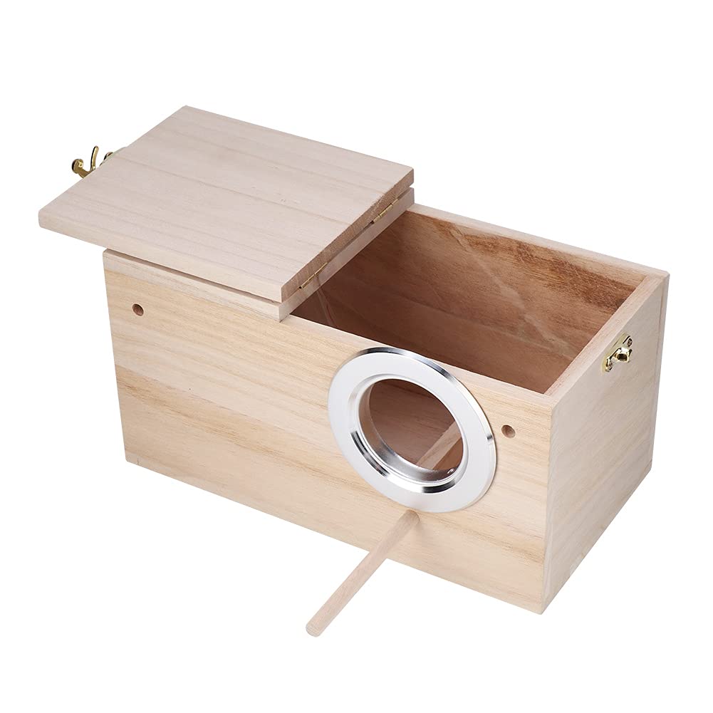 Asixxsix Safe Wood House Bird Nest, Parrotlets Mating Box, Cockatiel for Parrot for Budgerigars Lovebirds(Left opening)