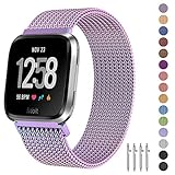 Fitlink Metal Bands Compatible for Fitbit Versa/Versa Lite Edition/Versa 2 Smart Watch for Women and Men,Small and Large, Multi-Color (Rainbow,Large)