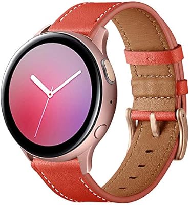 Amazon Com Kartice Compatible With Galaxy Watch Active2 44mm Band Active 40mm Bands Gear Sport Band 20mm Leather Strap For Galaxy Watch Active 2 Red