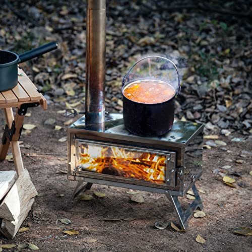 Fastfold Hot Tent Stove with Reinforced Body, Portable Wood Burning