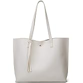 Dreubea Women's Soft Faux Leather Tote Shoulder Bag from, Big Capacity Tassel Handbag