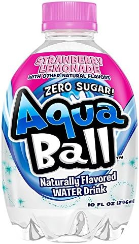 AquaBall Naturally Flavored Water, Strawberry Lemonade, 10 Ounce (Pack of 24)