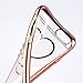 iPhone 7 Case,Double-Lin Mini Love Heart Glitter Bling Crystal Rhinestone Diamonds Clear Rubber Plating Frame TPU Soft Silicone Bumper Case Cover for iPhone 7 Rose