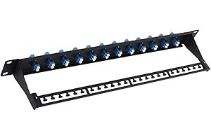 fyboptwu - 1U Fiber Patch Panel with 12 LC OS2 Single Mode Fiber Optic Couplers Singlemode Connectors, 1pack