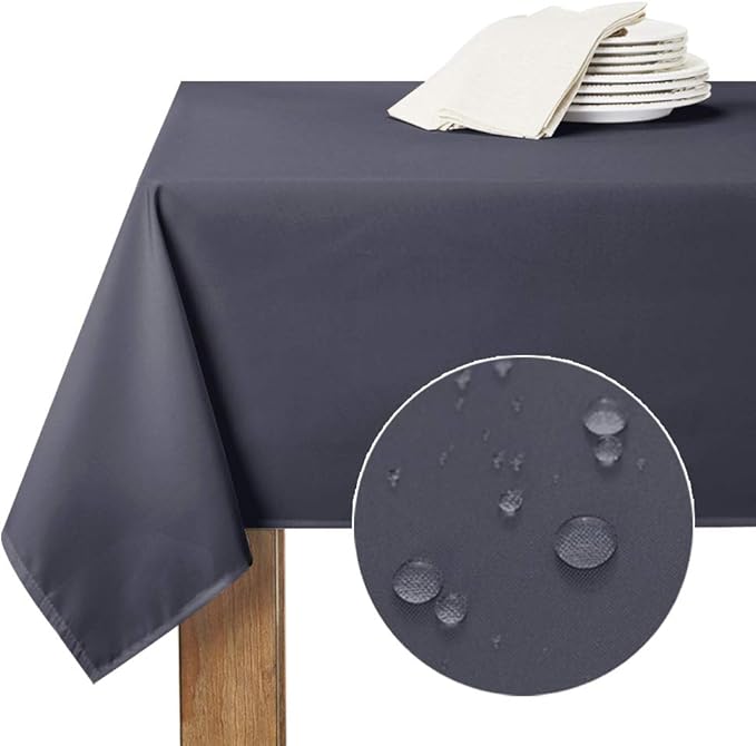 RYB HOME Grey Waterproof Tablecloth OilProof & Stain Resistant