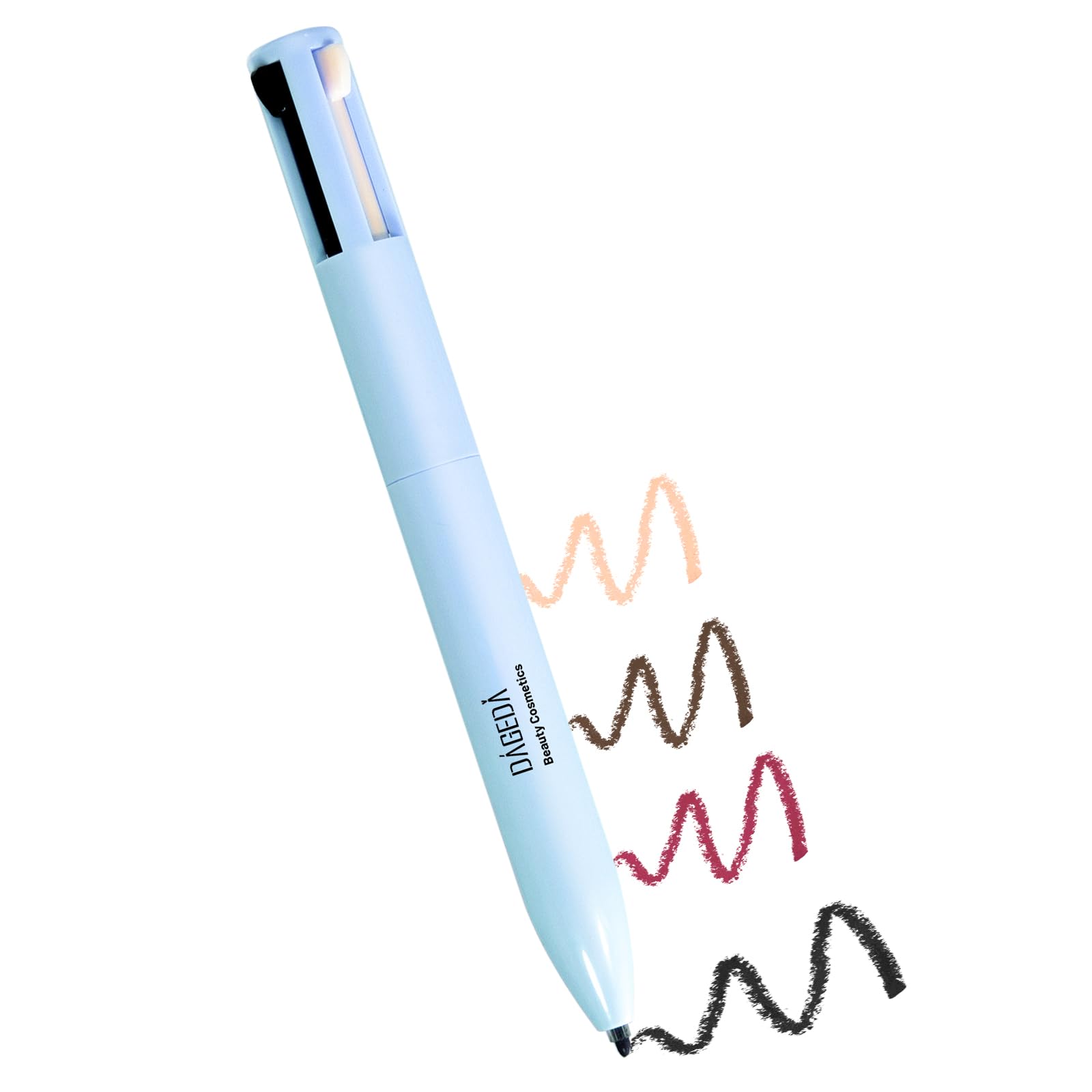 Prreal 4-in-1 Makeup Pen: Eyebrow, Eyeliner, Lip Liner & Highlighter - Waterproof, Multi-function Beauty Pencil (Blue B)