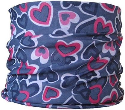 Multifunctional Headwear Pink Hearts on Grey Background