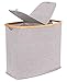 BirdRock Home Bamboo & Canvas Hamper | Double Laundry Basket with Lid | Divided Foldable Hamper | Cut Out Handles