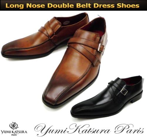 Amazon 桂由美 ビジネスシューズ 本革 Kastura Yumi ロングノーズ ダブルベルト ブラック 黒 くろ ブラウン Ky753 の本革 靴 ビジネスシュ ズ 27 0 ブラック ビジネスシューズ