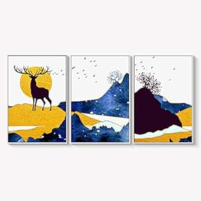 Framed Canvas Wall Art for Living Room, Bedroom Abstract Landscape Dream Place Canvas Prints for Home Decoration Ready to Hanging - 16"x24"x3 Panels
