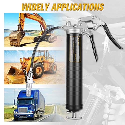 AZUNO Pistol Grip Grease Gun, 6500 PSI Heavy Duty Grease Guns with Quick Connect Grease Couple, 6pcs Professional Grease Gun Bundle for Greasing