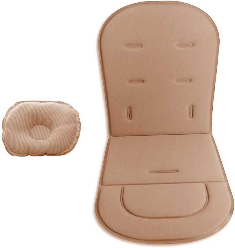 Baby Stroller Cushion Liner with Baby Pillow Pushchairs Car Seat Mat Universal Baby Stroller Mat (Brown)