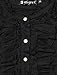 Allegra K Lady Ruffled Embellished 1/2 Placket Stand Collar Puff Sleeve Shirt, X-Large / US 18, Black