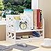 Expandable Wood Desktop Storage Organizer Multipurpose Desk Bookshelf Case Display Shelf Rack Counter Top Bookcase for Office Home (Large | White)