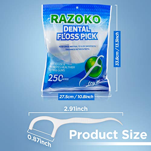 Dental Floss Picks, High Toughness Toothpicks Sticks 250PCS Clean/Heathy with Portable Travel Case Individual Package and Dentalpicks Perfect for Family,Hotel,Travel