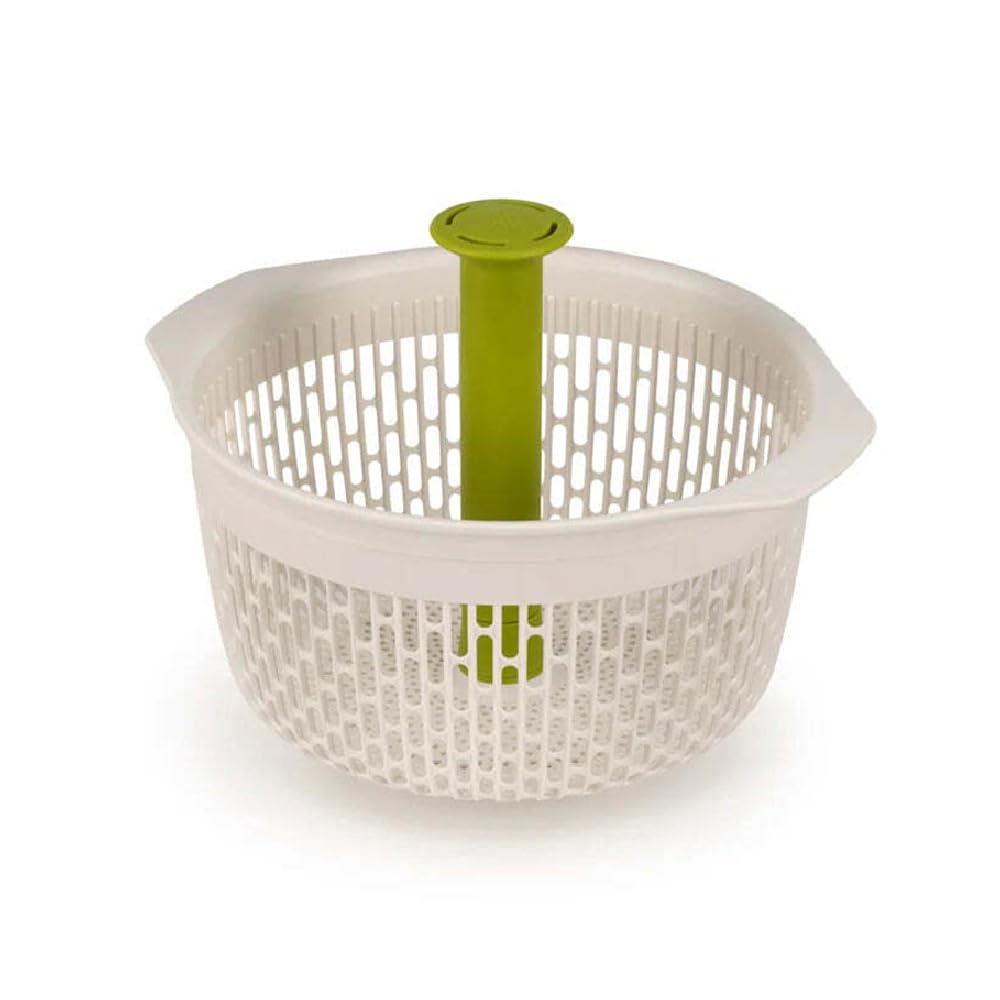 Joseph Joseph Spindola in-Sink Salad Spinning Colander, Plastic, White/Green, One Size
