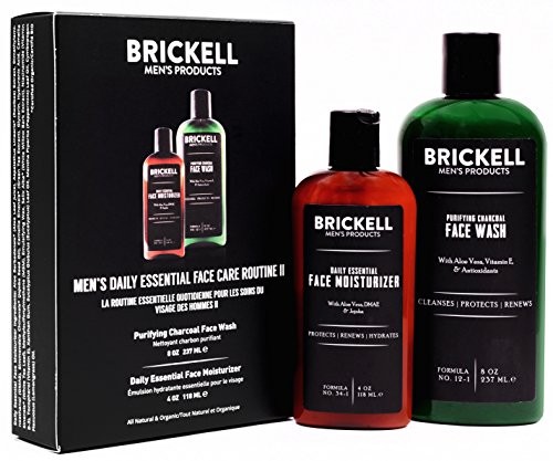 Brickell Men's Daily Essential Face Care Routine II, Purifying Charcoal Face Wash and Daily Essential Face Moisturizer, Natural and Organic, Scented (Best Face Wash Routine)