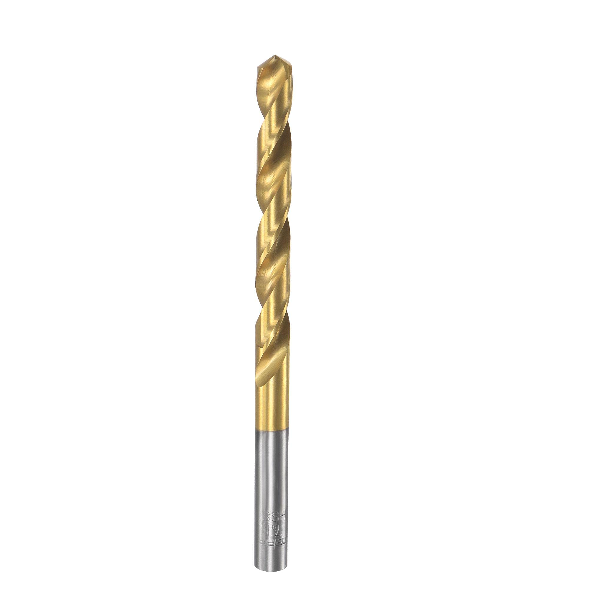 sourcing map High Speed Steel Straight Shank Twist Drill Bit Fully Ground Titanium Coated 7.1mm Drill Diameter 109mm Total Length 60mm Drill Bit Length
