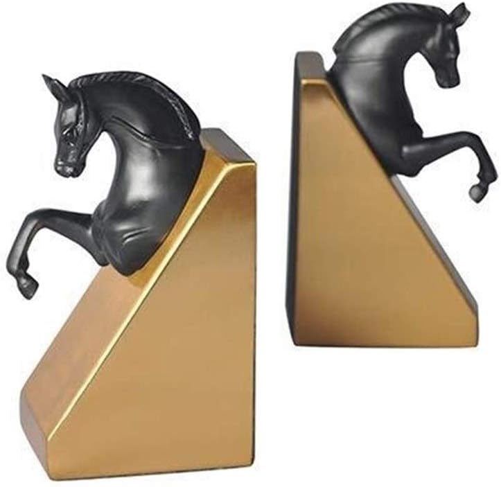 NUOCHEN Bookends Unique Bookends Horse Head Bookshelf for Office,Kitchen,Living Room,Home，Heavy Weight,Antique Style,