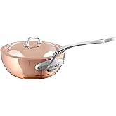 Mauviel M'Heritage 150 S 1.5mm Polished Copper & Stainless Steel Chef Pan With Curved Lid, And Cast Stainless Steel Handle, 2.1-qt, Made In France