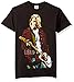 FEA Men's Kurt Cobain Red Jacket Guitar Photo T-Shirt, Black, Large