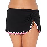 Profile by Gottex Women's Plus-Size Lettuce Ruffle Side Tie Skirted Swimsuit Bottom