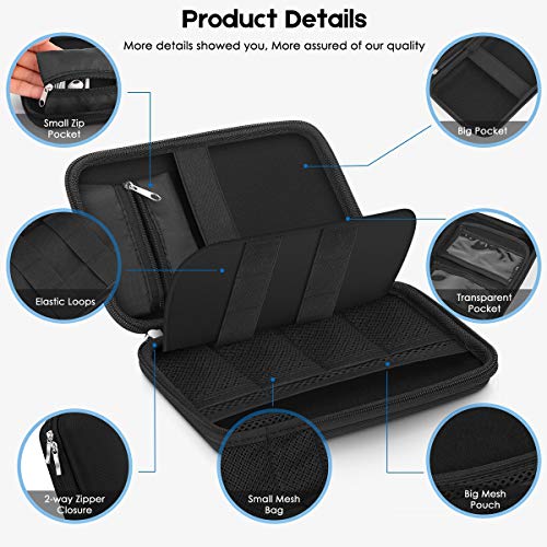 EVISTR Small Electronic Organizer Portable Storage Hard EVA Bag Universal Travel Electronics Accessories Protective Bag for Cable, Hard Drives, Tech Gears, SD Card, USB, Phone Accessories And More