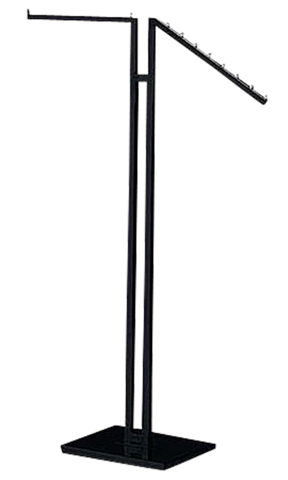 Clothing Rack - Black 2-Way - Straight & Slanted Arms with Black Matte and Chrome Accents