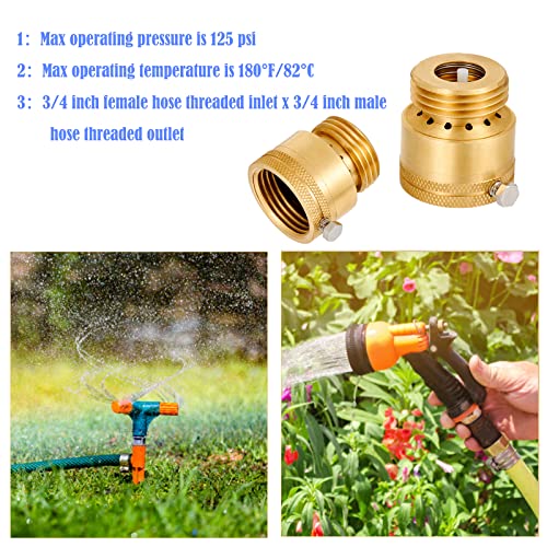 2 Pack Brass Vacuum Breaker 3/4" Inch GHT Hose Bibb Connector Backflow