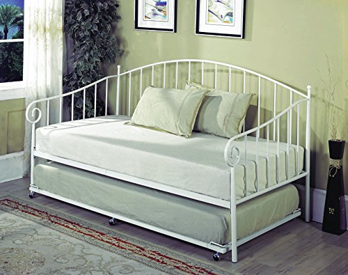 Amazon Com Twin Size White Metal Day Bed Frame With Pop Up