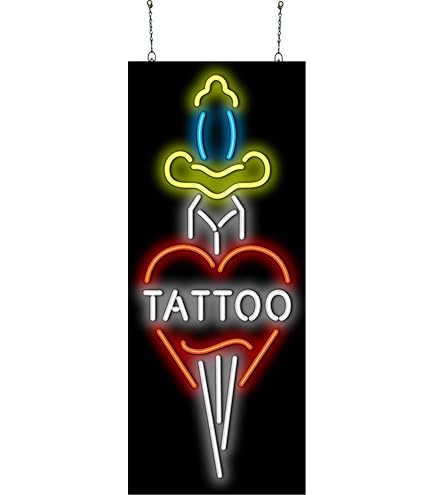 Vertical Tattoo Neon Sign - Large Size - 32