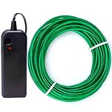 BYS Neon Light El Wire Green High Brightness Electroluminescence Wire with Battery Pack Drivers for Party Decoration and DIY, 16ft/5m Multi Color EL Wire (Green)