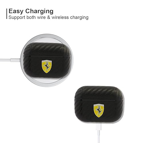Ferrari AirPods Case Cover in Black, Compatible with Apple AirPods
