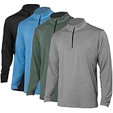 VRYXAL 4-Pack Men's Quarter Zip Long Sleeve Running Shirts - Moisture Wicking Athletic Tops, Breathable Workout Shirts Multi