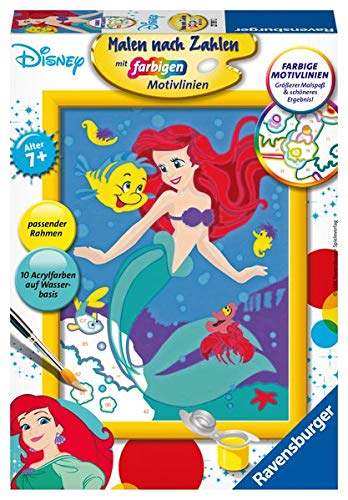 Ravensburger Malen nach Zahlen 27787 - Arielle, die Meerjungfrau – Für Kinder ab 7 Jahren