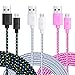 Micro USB Cable Android, Pofesun 3-Pack 10 Feet Braided Fast Sync & Charging Android Charger, High Speed USB 2.0 Charging Cord Compatible for Android,Samsung, HTC,Motorola,Nokia,MP3 -Black,White,Pink&nbsp; primary