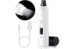 Casfuy Dog Nail Grinder with LED Light - Upgraded 2-Speed Electric Pet Nail Trimmer Powerful Painless Paws Grooming & Smoothing for Small Medium Large Dogs & Cats (White)