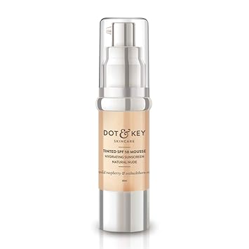 Dot & Key Tinted Sunscreen SPF 50 PA+++ Mousse, 30ml, Hydrating Sunscreen (Natural Nude), sunscreen gel for all skin types, Foundation + SPF Paraben Free