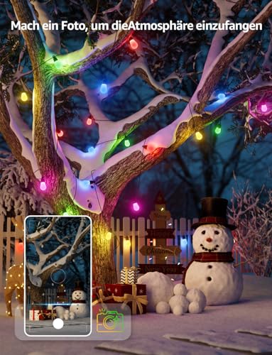 Lepro ZB1 AI LED Fairy Lights Outdoor 30 m, RGB + Warm White Smart LED S14 WiFi Bulbs, App Control, Works with Alexa & Google, IP65, Personalised AI Light Designer, without Remote Control, 30 LEDs