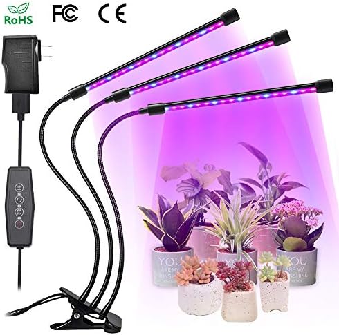 LED Grow Light for Indoor Plants,JUZIHAO 27W 54 LED Auto ON/Off Timing Automatic Work and 6 Dimming,3 Switch Modes Red and Blue Spectrum Grow Lamp Gooseneck Growing lamp for House Garden Hydroponics