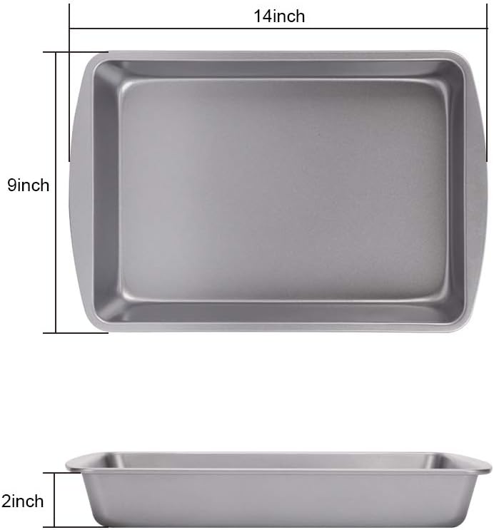 DONGRONG Nonstick Bakeware Rectangular Baking Pan, Cookie Sheets, Roasting Pan Professional for Oven, Easy Clean Baking Tray, Rust Resistant and Dishwasher Safe, 9" x 14", Baking Sheet Set of 2: Kitchen & Dining