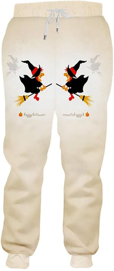 Pantalones de chándal para Halloween con escoba en 3D, tamaño grande