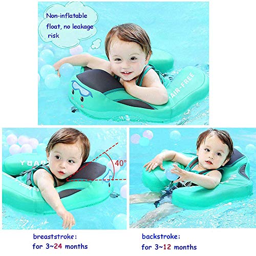 VQ-Ant 2020Newest ADD Tail Never FLIP Over UPF 50+ Mambobaby Solid Swimming Float Non Inflatable Swim Trainer Pool Float Mambo Float Mambobaby Float with Canopy Swimming Ring with Sun Shade - Thumbnail 4
