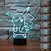 3D Illusion LED Night Light,7 Colors Gradual Changing Touch Switch USB Table Lamp for Holiday Gifts or Home Decorations (Pokemon Pikachu)